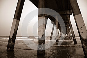 Under Concrete Beach Pier at Wrightsville Beach