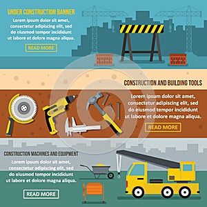 Under construction banner concept set, flat style