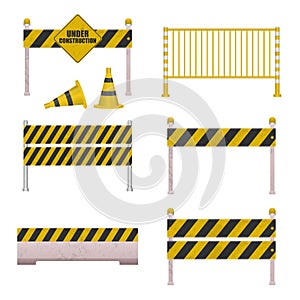 Under construction barrier vector illustration