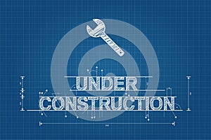 Under construction blueprint, technical drawing, scribble style