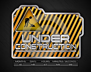 Under construction board with work in progress sign