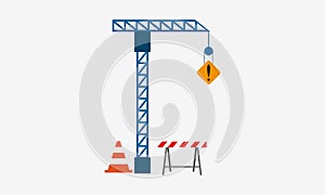Under construction boardswarning icon and stop signs. Road barriers logo