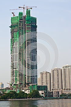 Under construction building in Bangkok, Thailand