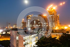 Under construction building in Delhi at Dusk