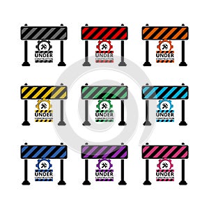 Under construction color icon set isolated on white background