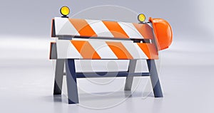 Under construction concept, Construction site, Road Barrier with Sign and Cones.