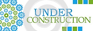 Under Construction Green Blue Circular Gears Horizontal