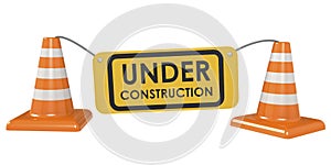 Under construction concept with traffic cones