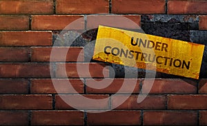 Under Construction Concept, Unfinished of Brick Wall Stacked in