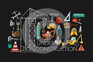 Under construction concept for web design template