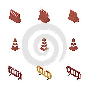 Under construction design elements, flat 3D isometric style