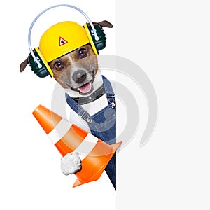 Under construction dog photo