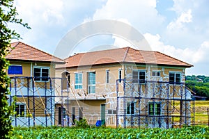 Under construction houses. The houses are on process of constriction