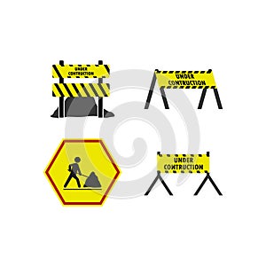 Under construction icon set design template vector isolated illustration