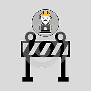 Under construction laptop worker barrier