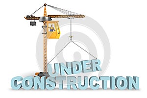 The under construction letters lifted by crane