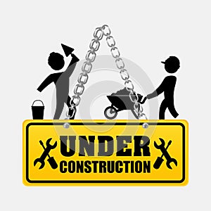 under construction men workers walking helmet