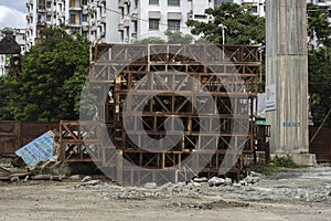 Under construction metro rail bridge in Kolkata