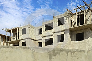 Brick construction of new apartments in Hermosillo in Mexico photo