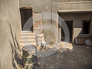 Under construction old abandoned ruined broken house in village town rural area in india.