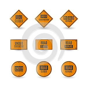 Under construction road sign, vector illustration.