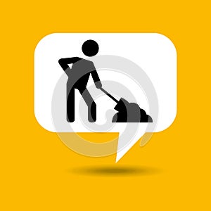 Under construction road sign worker