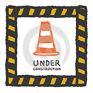 Under construction sign in cartoon style