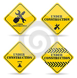 Under Construction Sign Set. Vector Illustration