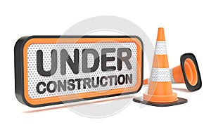 Under construction sign Side view 3D