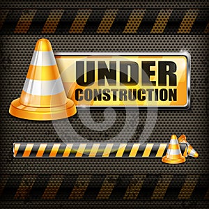 Under construction sign & traffic cones