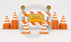 Under construction sign , web construction sign 3D rendering