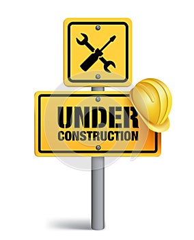 Under Construction Sign in White Backgroun