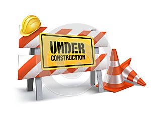 Under Construction Sign in White Backgroun