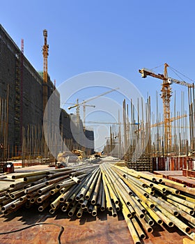 Under construction site,In the construction of large buildings