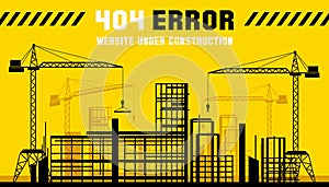 Under Construction site. 404 page. Vector template