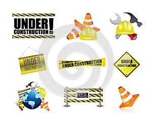 under construction tools icon set illustration