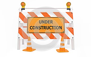 Under Construction traffic barricade