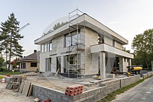 Under construction villa with concrete blocks photo