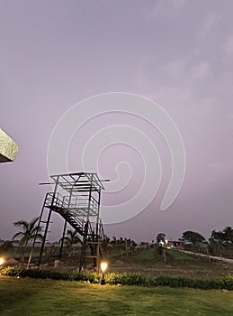 An under construction watch tower in a resort in jungle