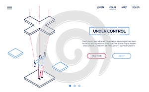 Under control - line design style isometric web banner