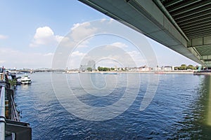 Under the Deutzer Bridge from the Rhine River