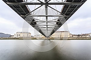 Under the footbridge connecting historic districts Kazimierz and