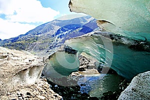 Under the glacial ice