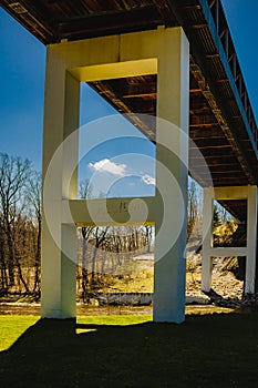 Under a highway bridge in a park in Ashtabula, Ohio