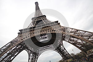 Under knee Eiffel tower Paris romatic symbol architecture france