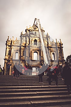 Under maintains of Ruins of St. Paul`s. Macau`s best known landmarks. the Historic Centre of Macau, a UNESCO World Heritage Site