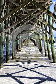 Under the pier at Folly Beach in Charleston South Carolina