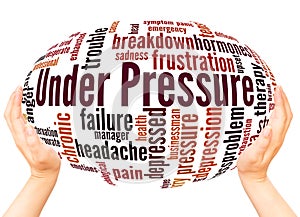 Under Pressure word cloud hand sphere concept