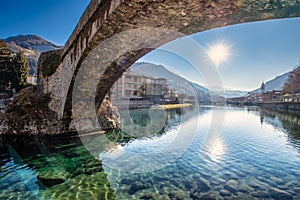 Under the San Nicola bridge over the Brembo