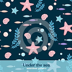 Under the sea vector seamless pattern